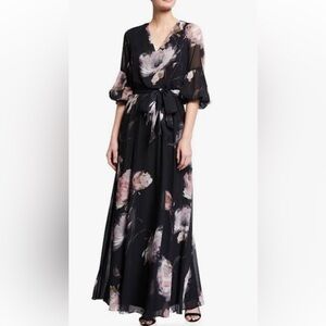 Elegant Floral Long Sleeve Maxi Dress